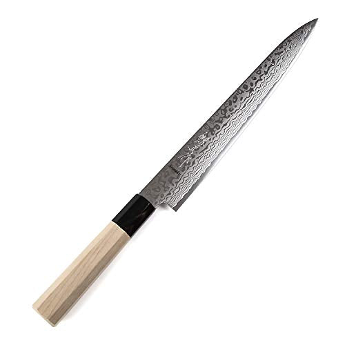 Syosaku Japanese Sujihiki Knife Damascus ZA18 69 Layer Octagonal Magnolia Wood Handle, Slicer 9.5-inch (240mm) - Syosaku-Japan
