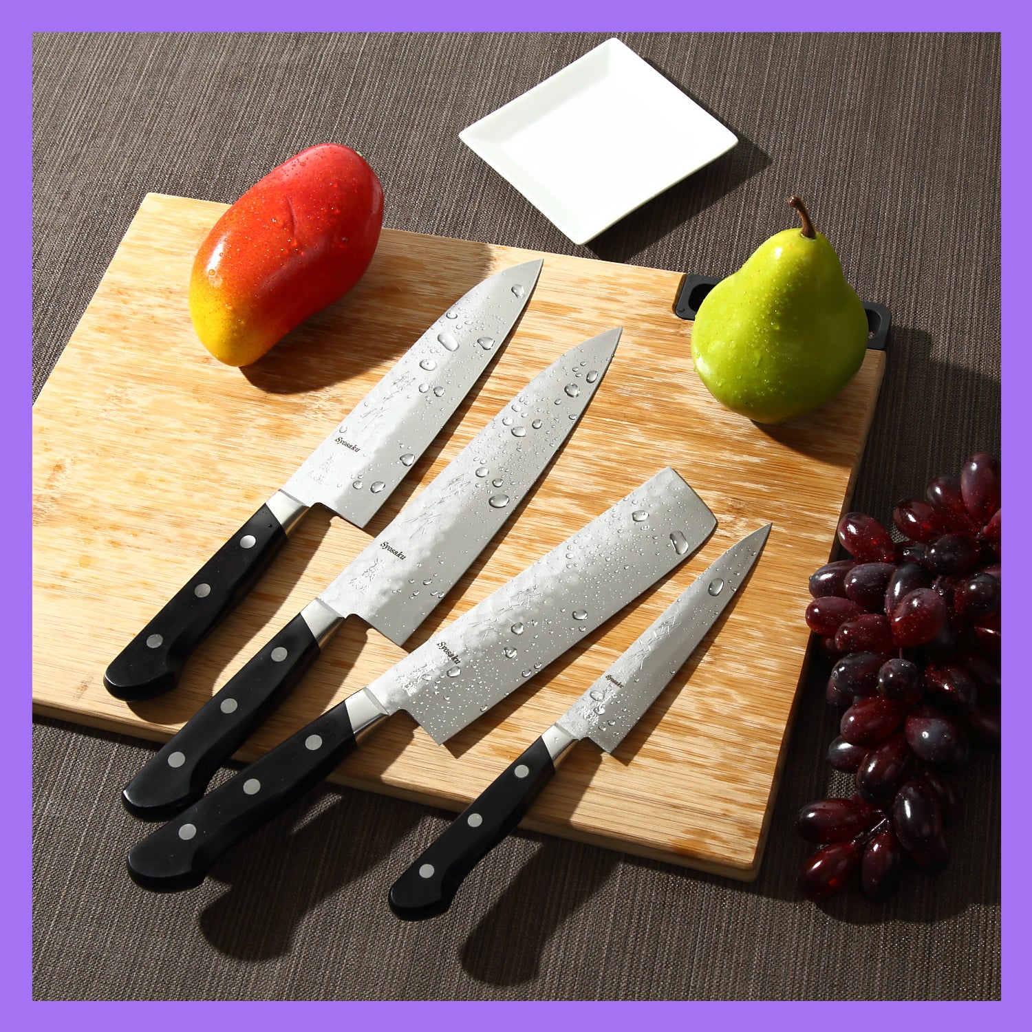 Syosaku Japanese Chef Knife Aoko (Blue Steel) No.2 Black Pakkawood Handle, Gyuto 8-inch (200mm)