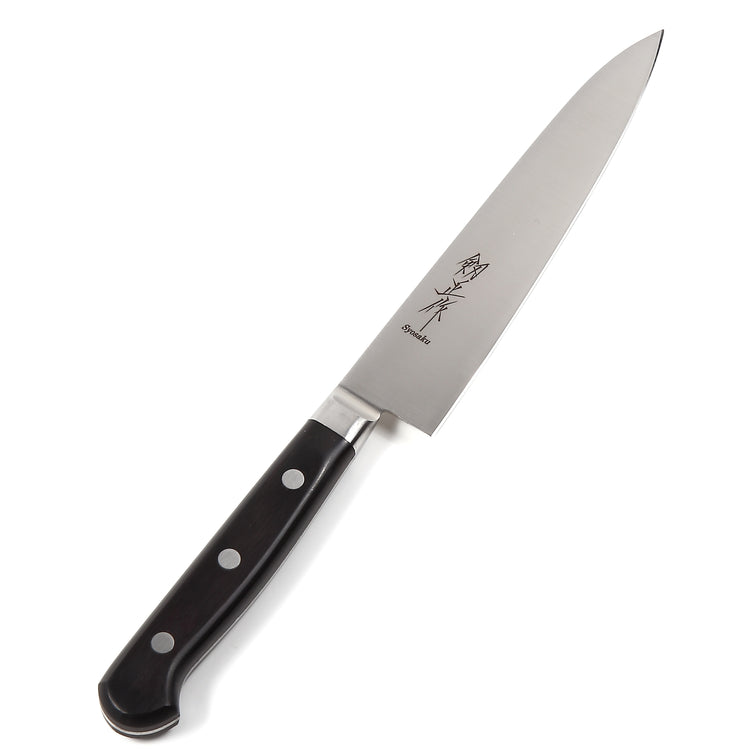 Syosaku Japanese Petty Knife INOX AUS-8A Stainless Steel Black Pakkawood Handle, 6-inch (150mm) - Syosaku-Japan