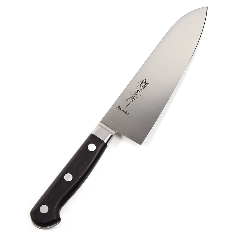 Syosaku Japanese Multi Purpose Chef Knife INOX AUS-8A Stainless Steel Black Pakkawood Handle, Santoku 7-inch (180mm) - Syosaku-Japan