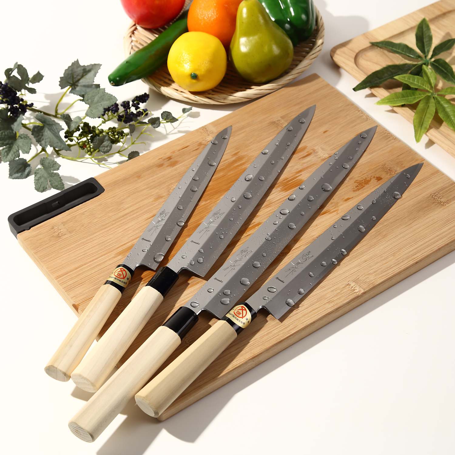 Syosaku Japanese Sushi Sashimi Chef Knife Kigami (Yellow Steel) No.2 D-Shape Magnolia Wood Handle, Yanagiba 13-inch (330mm) - Syosaku-Japan