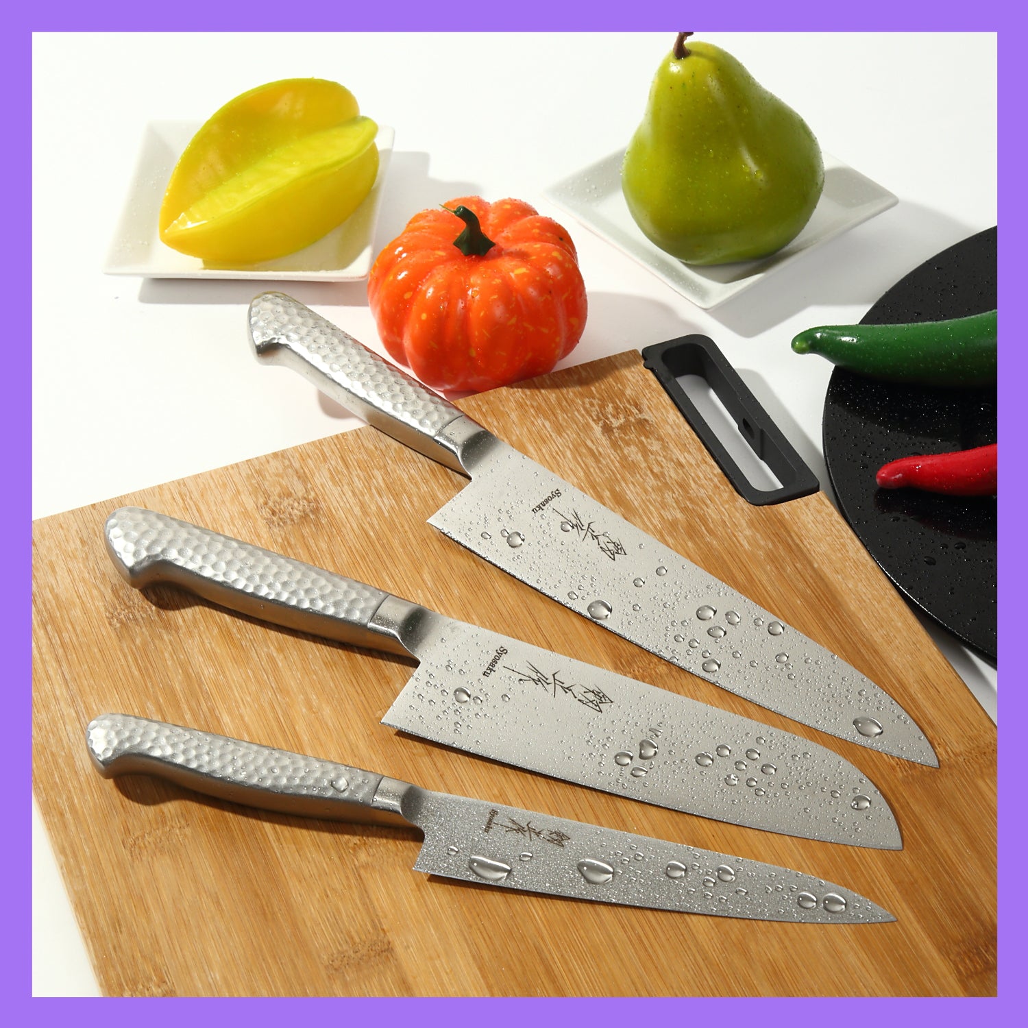 Syosaku Japanese Multi-Purpose Chef Knife INOX AUS-8A Stainless Steel Integrated Handle, Santoku 7-inch (180mm)