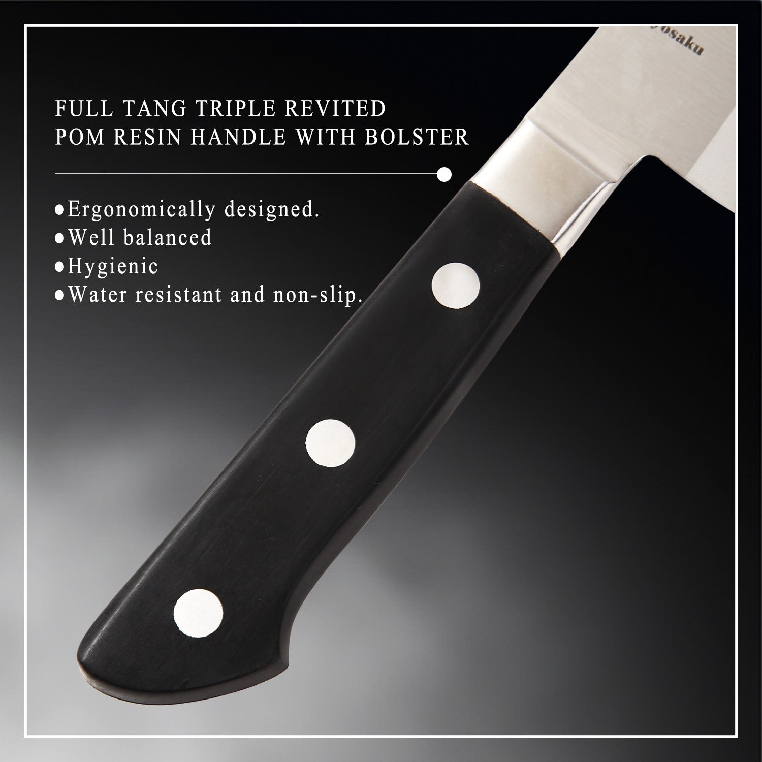 Syosaku Japanese Chef Knife Molybdenum Vanadium Clad Stainless Steel w/o Bolster, Gyuto 7-inch (180mm) Dishwasher Safe
