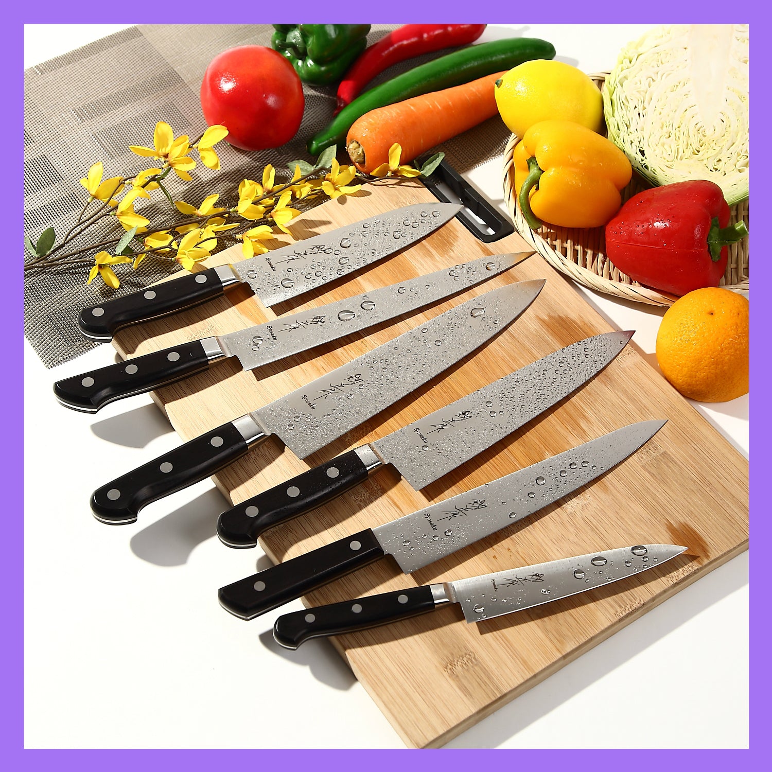 Syosaku Japanese Chef Knife INOX AUS-8A Stainless Steel Black Pakkawood Handle, Gyuto 8.3-inch (210mm)