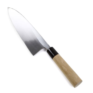 Syosaku Japanese Sushi Fillet Chef Knife Shiroko (White Steel) No.2 D-Shape Magnolia Wood Handle, Deba 8.3-inch (210mm) - Syosaku-Japan