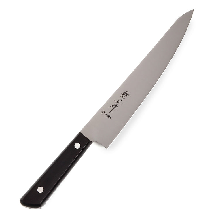 Syosaku Japanese Multi Slicer Chef Knife INOX AUS-8A Stainless Steel Black Pakkawood Handle, 8.3-inch (210mm) - Syosaku-Japan