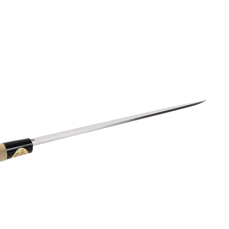 Syosaku Japanese Sushi Sashimi Chef Knife Kigami (Yellow Steel) No.2 D-Shape Magnolia Wood Handle, Yanagiba 10.5-inch (270mm) - Syosaku-Japan