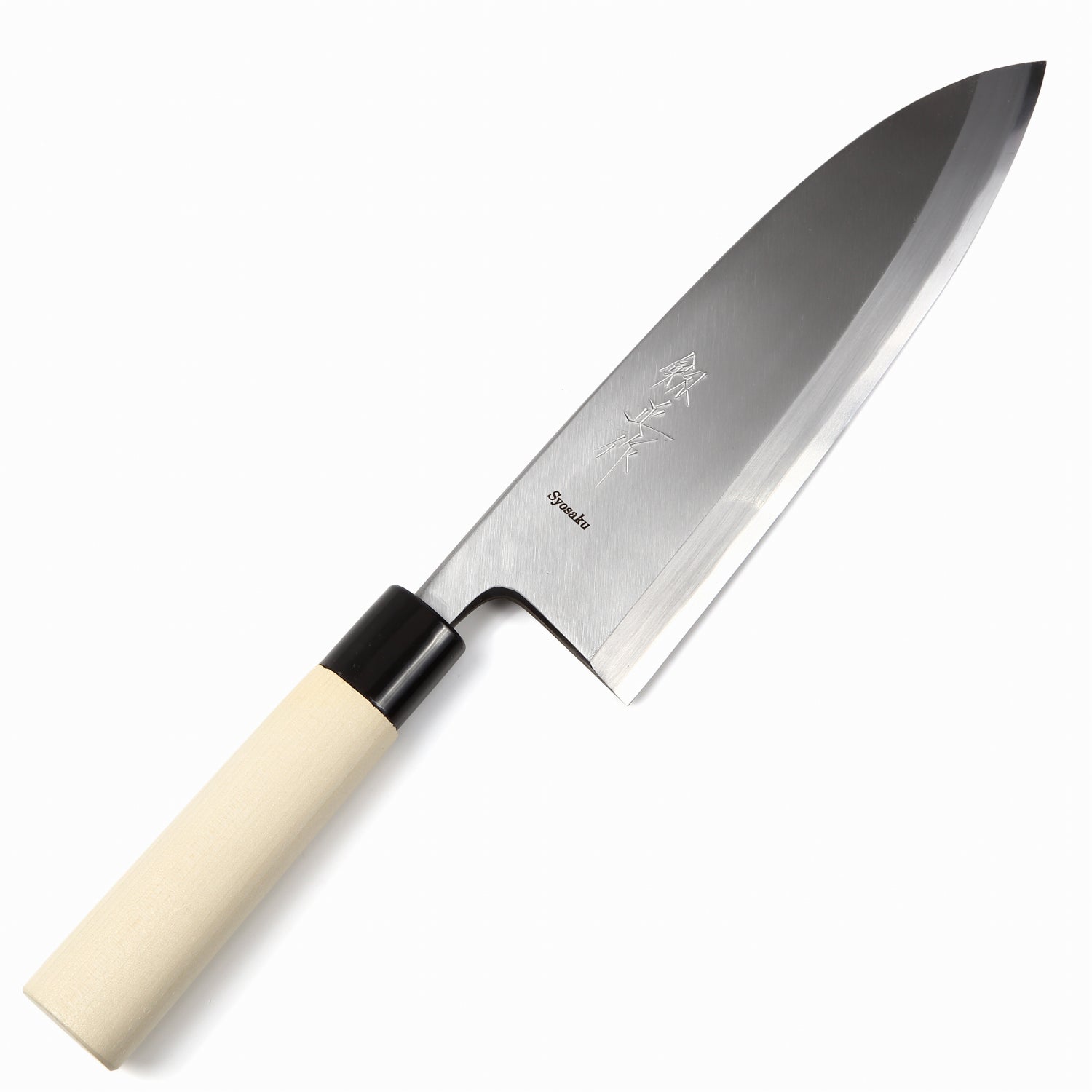 Syosaku Japanese Sushi Fillet Chef Knife Kigami (Yellow Steel) No.2 D-Shape Magnolia Wood Handle, Deba 8.3-inch (210mm) - Syosaku-Japan