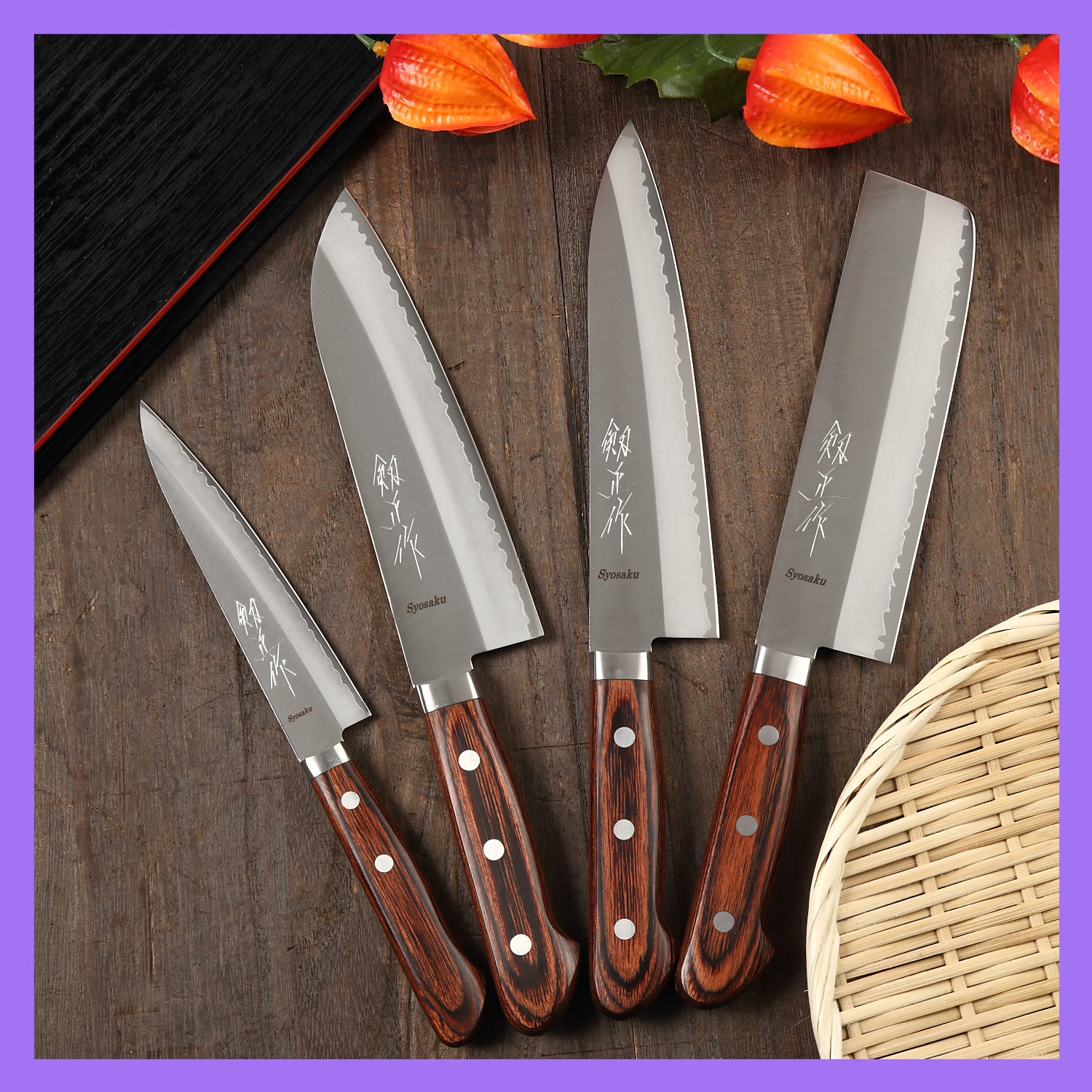 Syosaku Japanese Chef Knife VG-1 Gold Stainless Steel Mahogany Handle, Gyuto 7-inch (180mm) - Syosaku-Japan