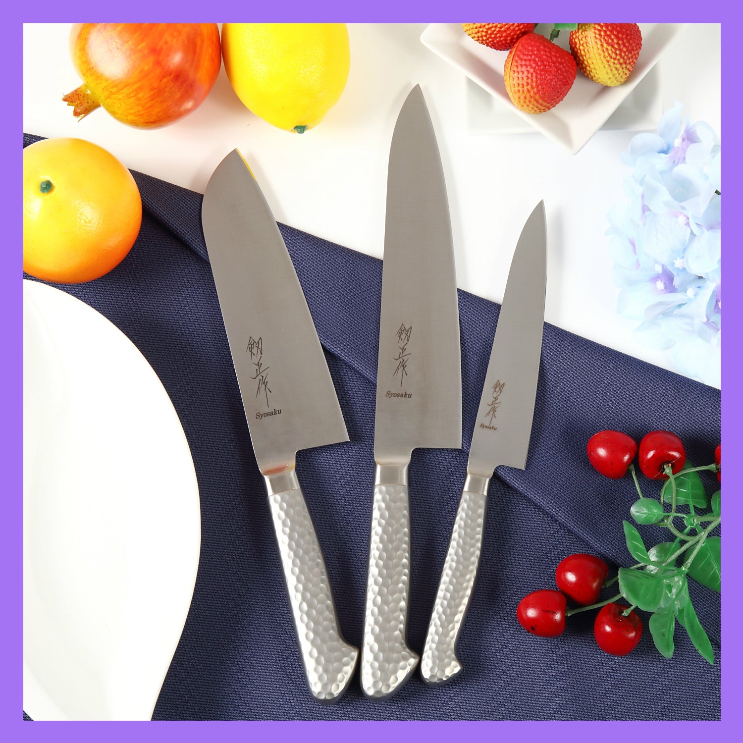 Syosaku Japanese Multi-Purpose Chef Knife INOX AUS-8A Stainless Steel Integrated Handle, Santoku 7-inch (180mm)