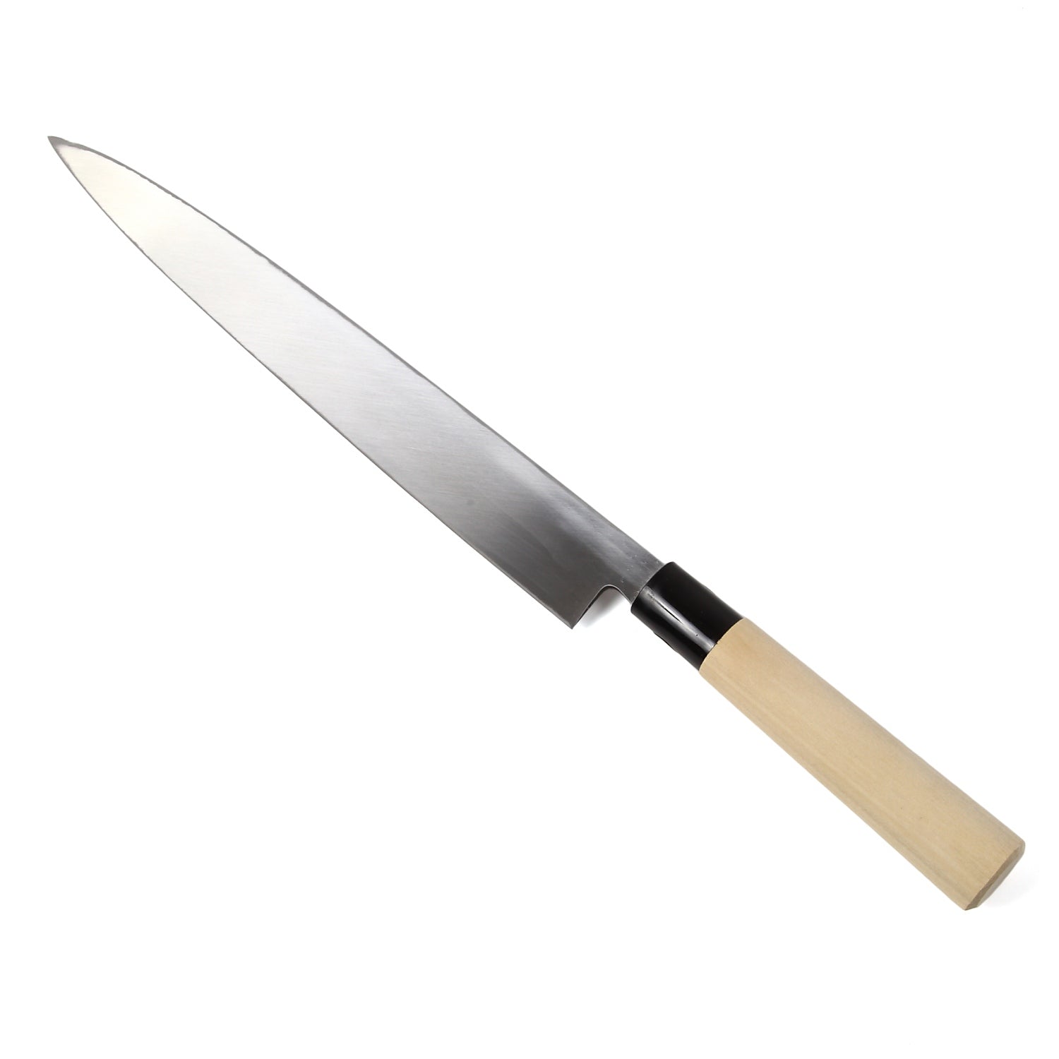 Syosaku Japanese Sushi Sashimi Chef Knife Kigami (Yellow Steel) No.2 D-Shape Magnolia Wood Handle, Yanagiba 10.5-inch (270mm) - Syosaku-Japan