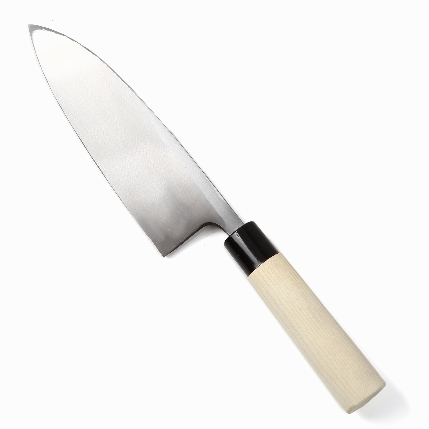 Syosaku Japanese Sushi Fillet Chef Knife Kigami (Yellow Steel) No.2 D-Shape Magnolia Wood Handle, Deba 7.7-inch (195mm) - Syosaku-Japan