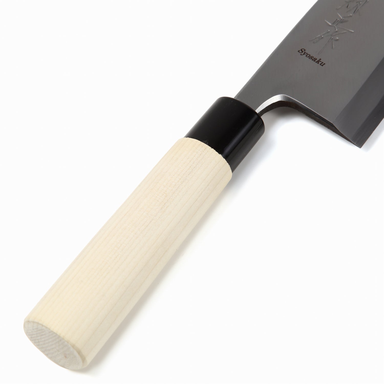 Syosaku Japanese Sushi Fillet Chef Knife Kigami (Yellow Steel) No.2 D-Shape Magnolia Wood Handle, Deba 7.7-inch (195mm) - Syosaku-Japan