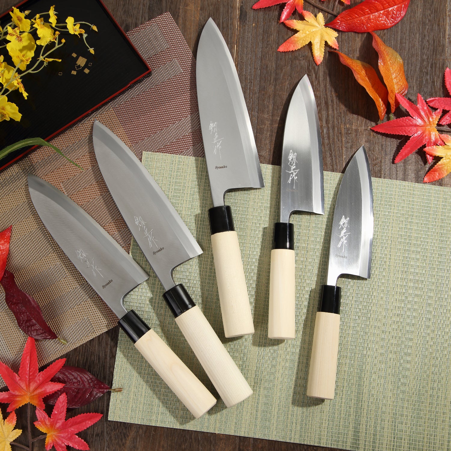 Syosaku Japanese Sushi Fillet Chef Knife Kigami (Yellow Steel) No.2 D-Shape Magnolia Wood Handle, Deba 7.7-inch (195mm) - Syosaku-Japan