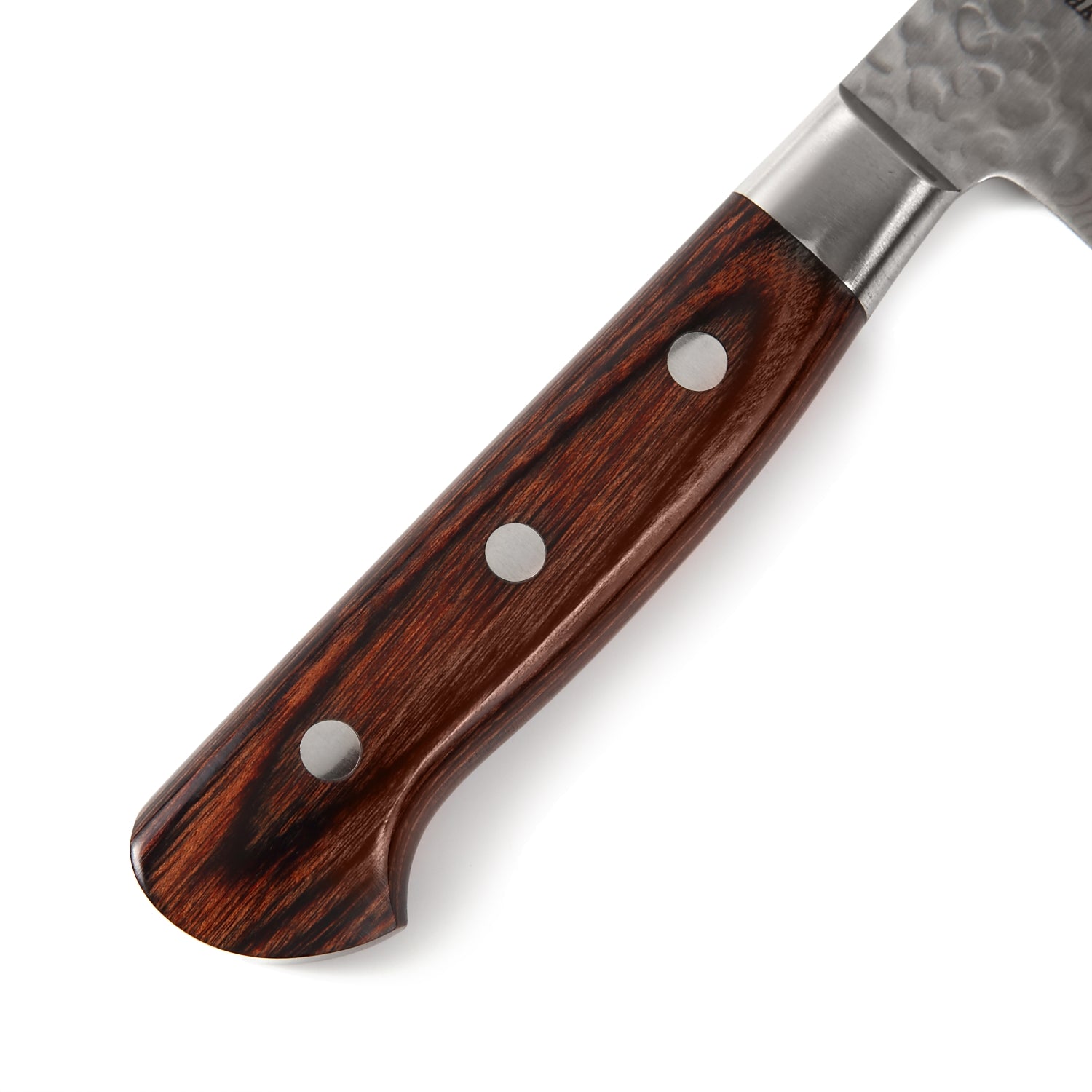 Syosaku Japanese Chef Knife Hammered Damascus VG-10 16 Layer Mahogany Handle, Gyuto 7-inch (180mm) - Syosaku-Japan