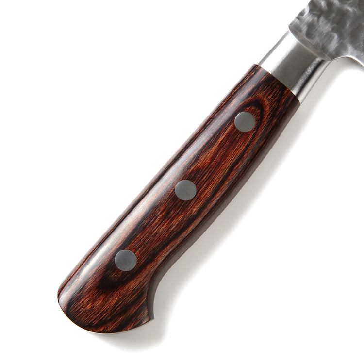Syosaku Japanese Vegetable Knife Hammered Damascus VG-10 16 Layer Mahogany Handle, Nakiri 6.3-inch (160mm) - Syosaku-Japan