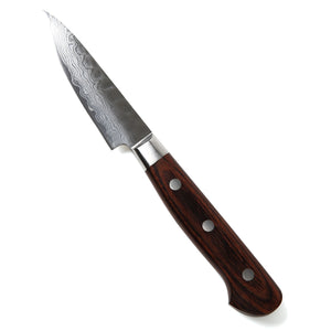 Syosaku Japanese Paring Knife Damascus VG-10 16 Layer Mahogany Handle, 3-inch (80mm) - Syosaku-Japan