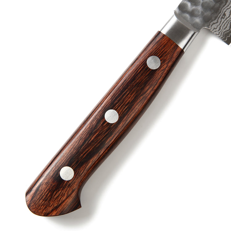 Syosaku Japanese Petty Knife Hammered Damascus VG-10 16 Layer Mahogany Handle, 5.3-inch (135mm) - Syosaku-Japan