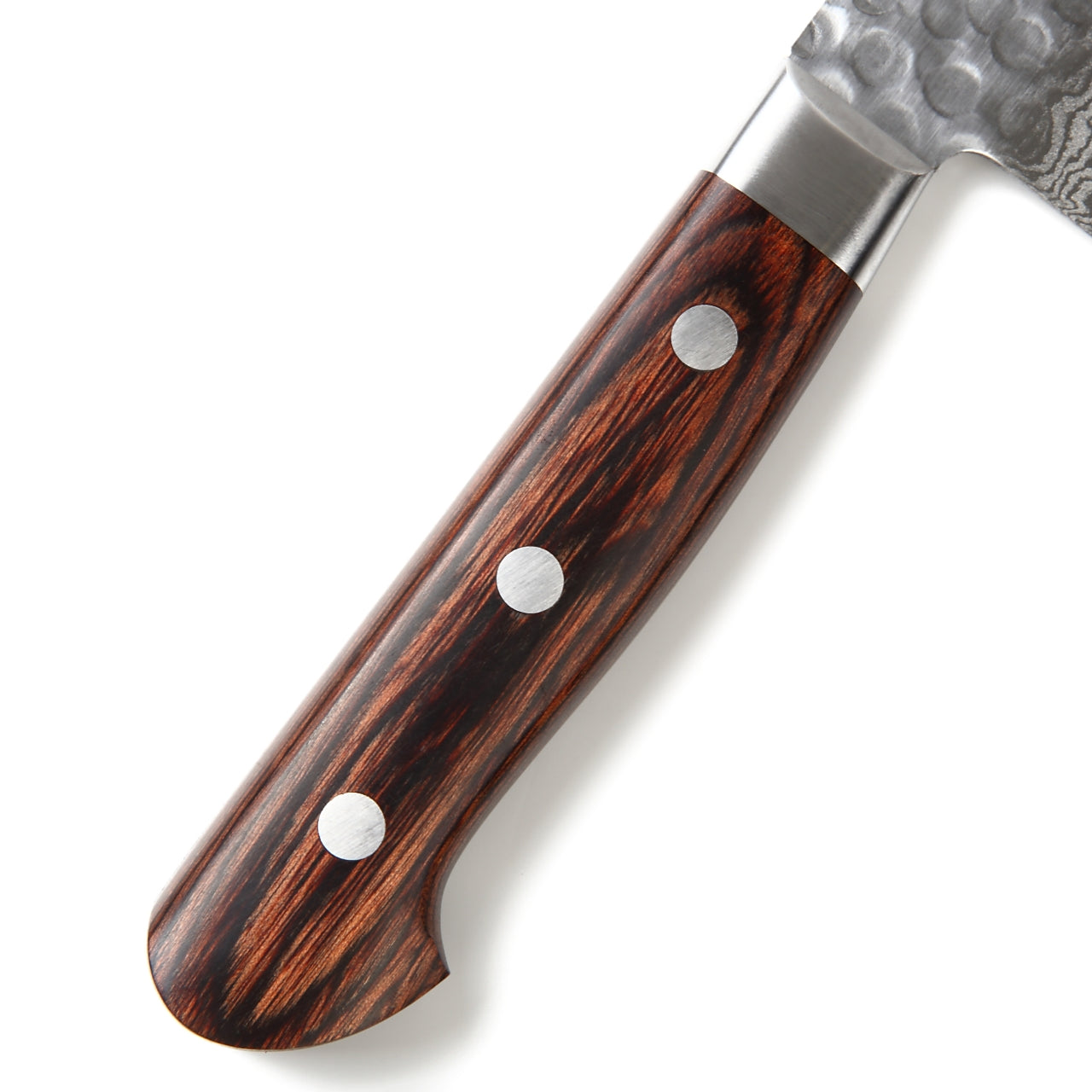 Syosaku Japanese Multi-Purpose Knife Hammered Damascus VG-10 16 Layer Mahogany Handle, Santoku 7-inch (180mm) - Syosaku-Japan