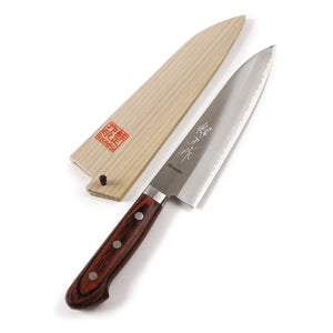 Syosaku Japanese Chef Knife VG-1 Gold Stainless Steel Mahogany Handle, Gyuto 7-inch (180mm) with Magnolia Wood Sheath Saya Cover - Syosaku-Japan