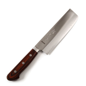 Syosaku Japanese Vegetable Knife VG-1 Gold Stainless Steel Mahogany Handle, Nakiri 6.3-inch (160mm) - Syosaku-Japan