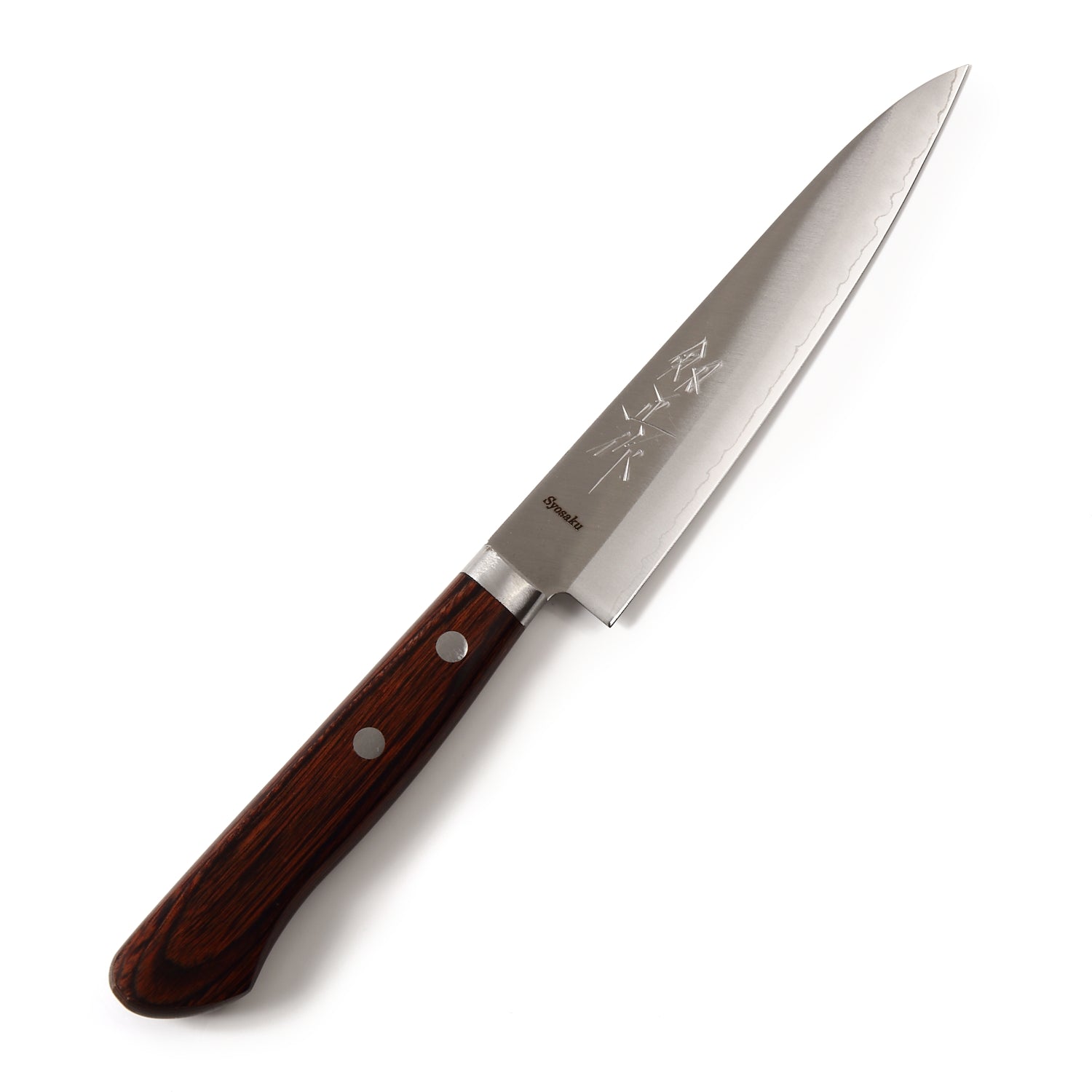 Syosaku Japanese Petty Knife VG-1 Gold Stainless Steel Mahogany Handle, 5.3-inch (135mm) - Syosaku-Japan