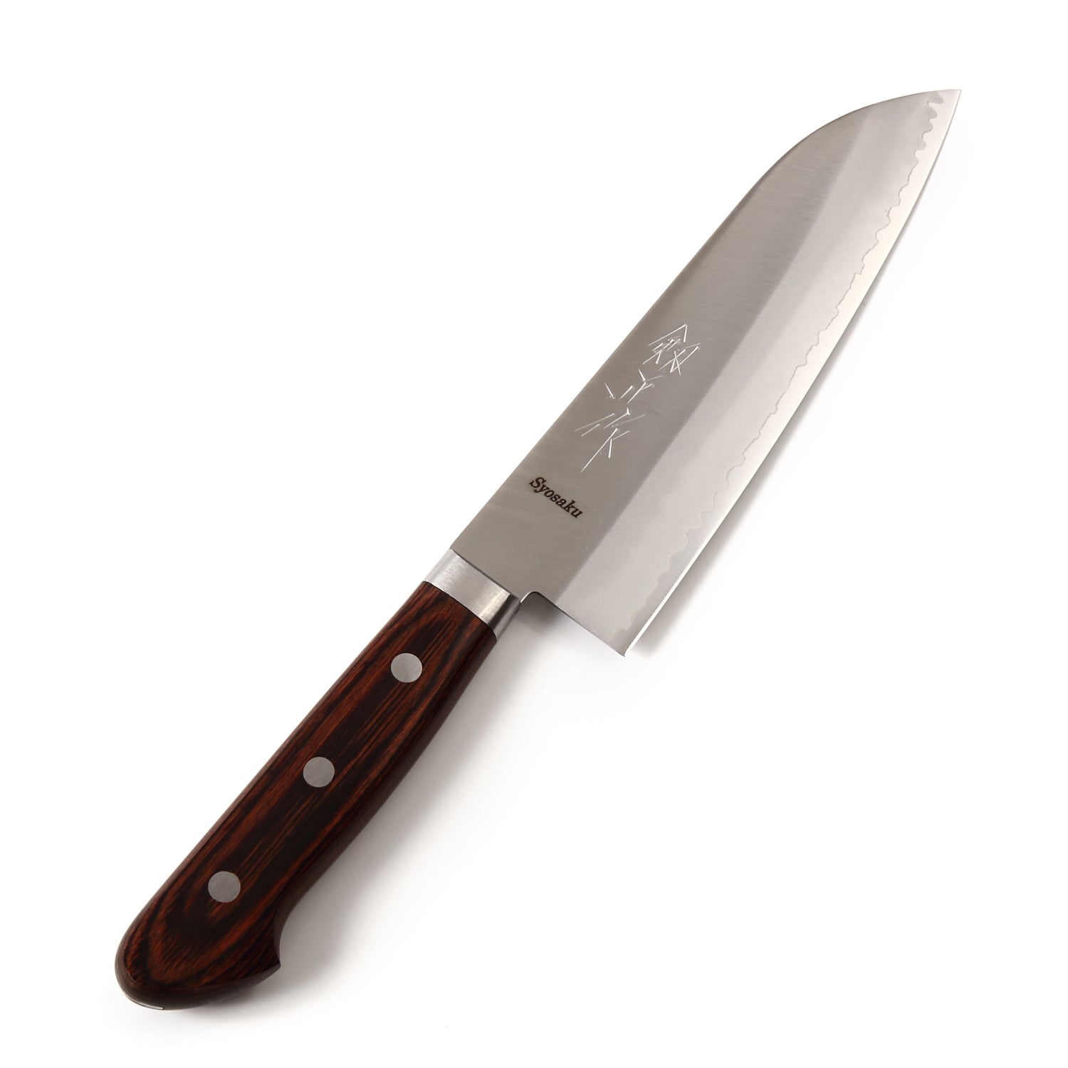 Syosaku Japanese Multi-Purpose Chef Knife VG-1 Gold Stainless Steel Mahogany Handle, Santoku 6.5-inch (165mm) - Syosaku-Japan