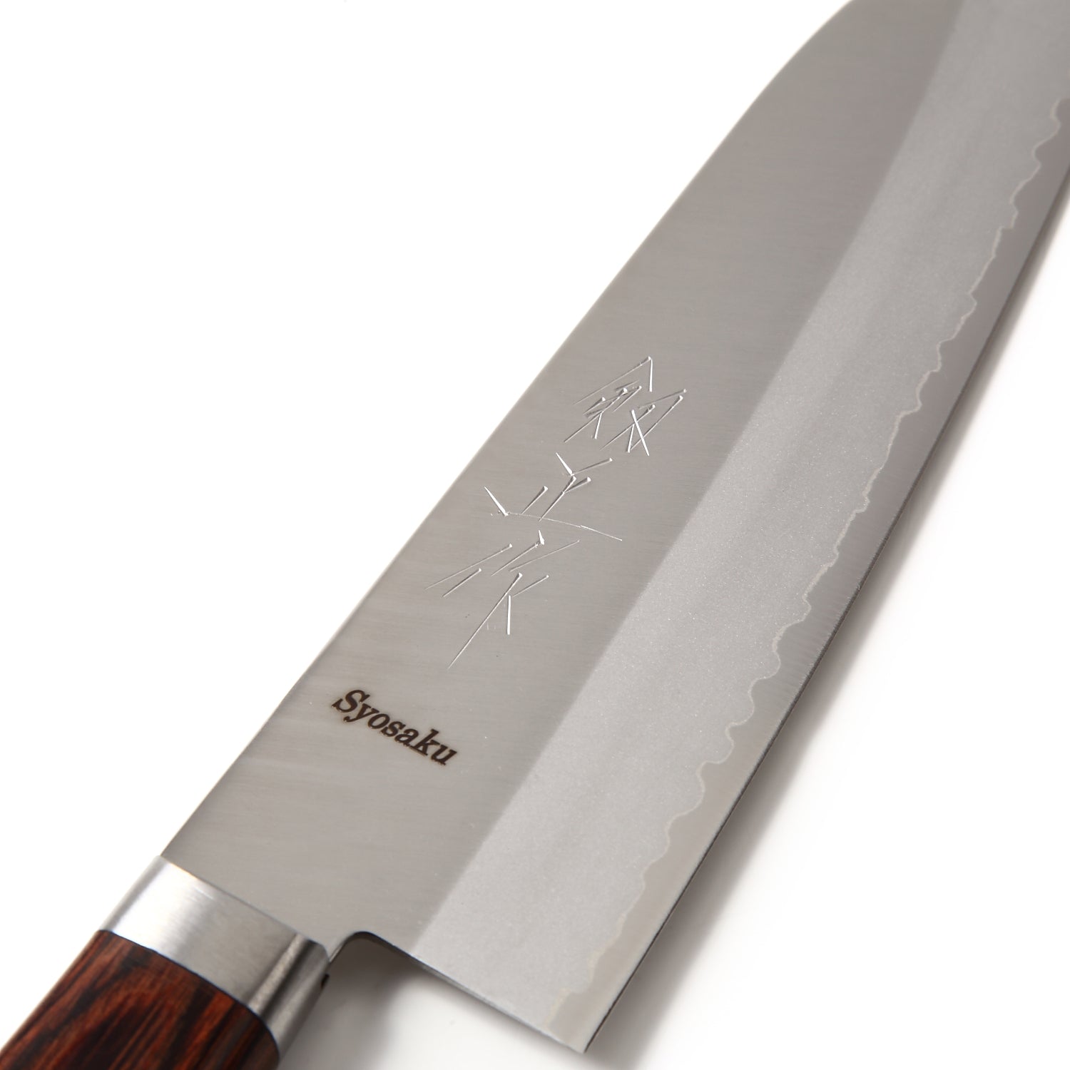 Syosaku Japanese Multi-Purpose Chef Knife VG-1 Gold Stainless Steel Mahogany Handle, Santoku 6.5-inch (165mm) - Syosaku-Japan