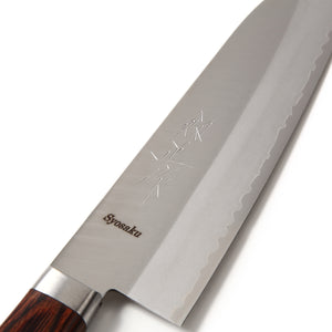 Syosaku Japanese Multi-Purpose Chef Knife VG-1 Gold Stainless Steel Mahogany Handle, Santoku 6.5-inch (165mm) - Syosaku-Japan