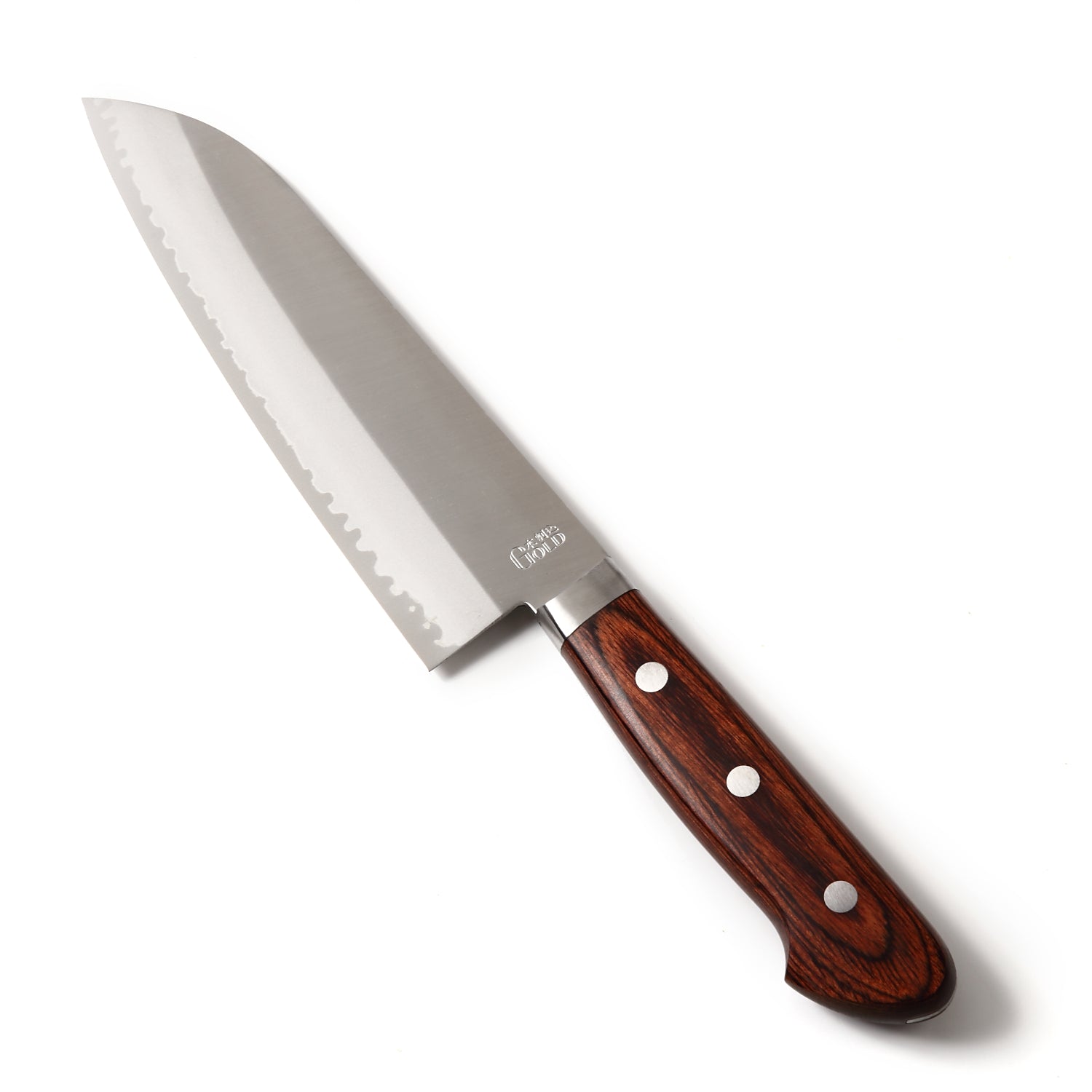 Syosaku Japanese Multi-Purpose Chef Knife VG-1 Gold Stainless Steel Mahogany Handle, Santoku 6.5-inch (165mm) - Syosaku-Japan