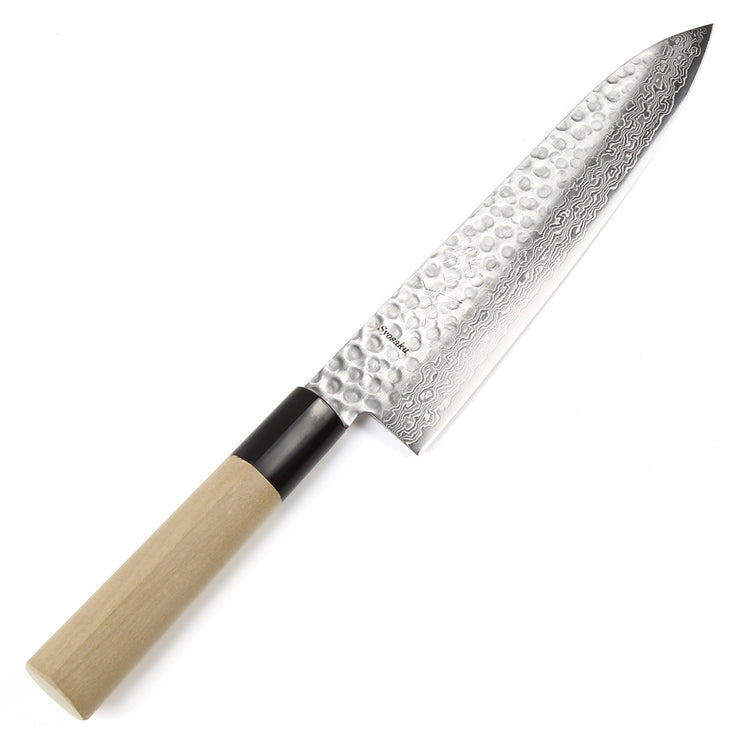 Syosaku Japanese Chef Knife Hammered Damascus VG-10 46 Layer D-Shape Magnolia Wood Handle, Gyuto 8.3-inch (210mm) - Syosaku-Japan