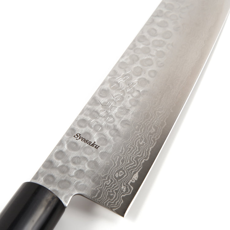 Syosaku Japanese Chef Knife Hammered Damascus VG-10 46 Layer D-Shape Magnolia Wood Handle, Gyuto 8.3-inch (210mm) - Syosaku-Japan