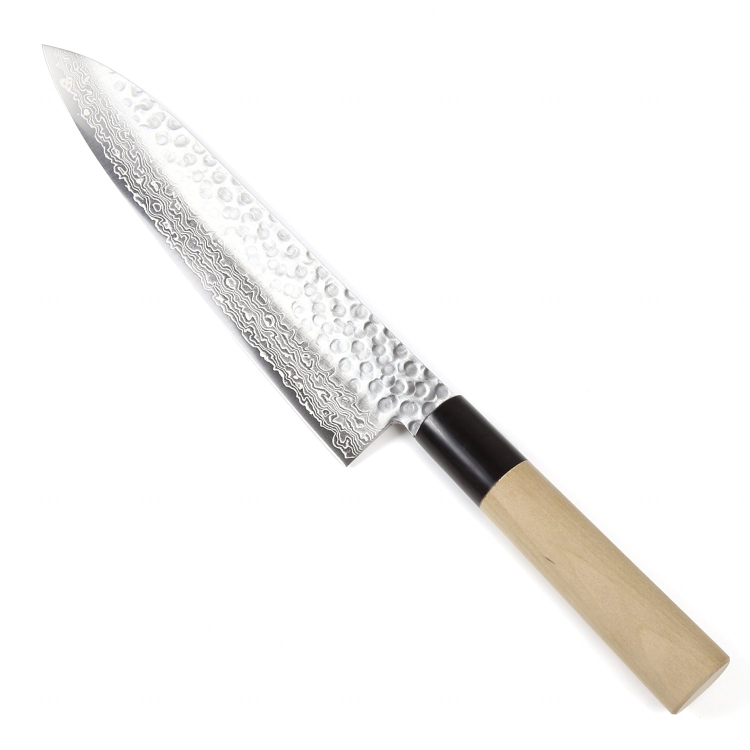 Syosaku Japanese Chef Knife Hammered Damascus VG-10 46 Layer D-Shape Magnolia Wood Handle, Gyuto 9.5-inch (240mm) - Syosaku-Japan