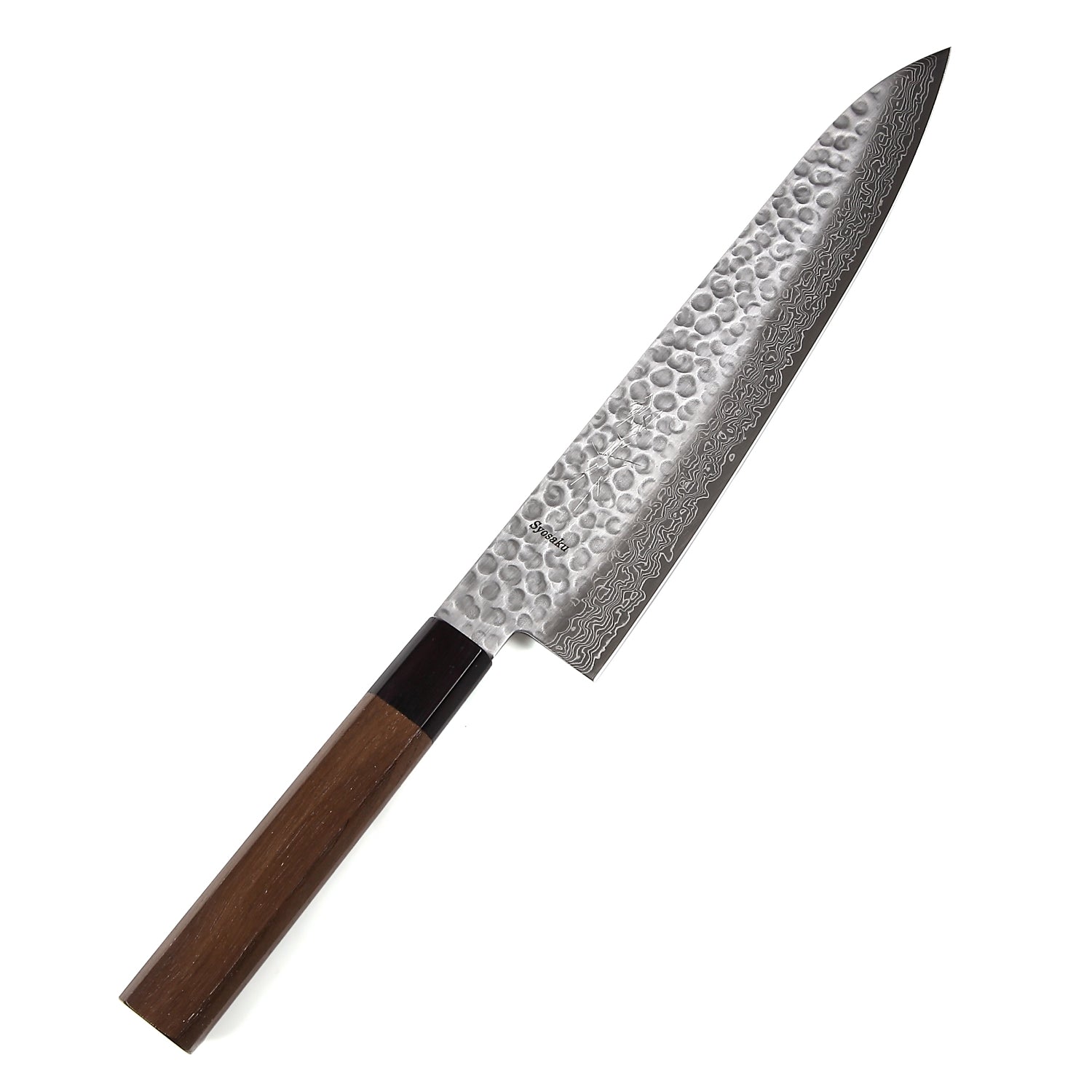 Syosaku Japanese Chef Knife Hammered Damascus VG-10 46 Layer Octagonal Walnut Handle, Gyuto 9.5-inch (240mm) - Syosaku-Japan