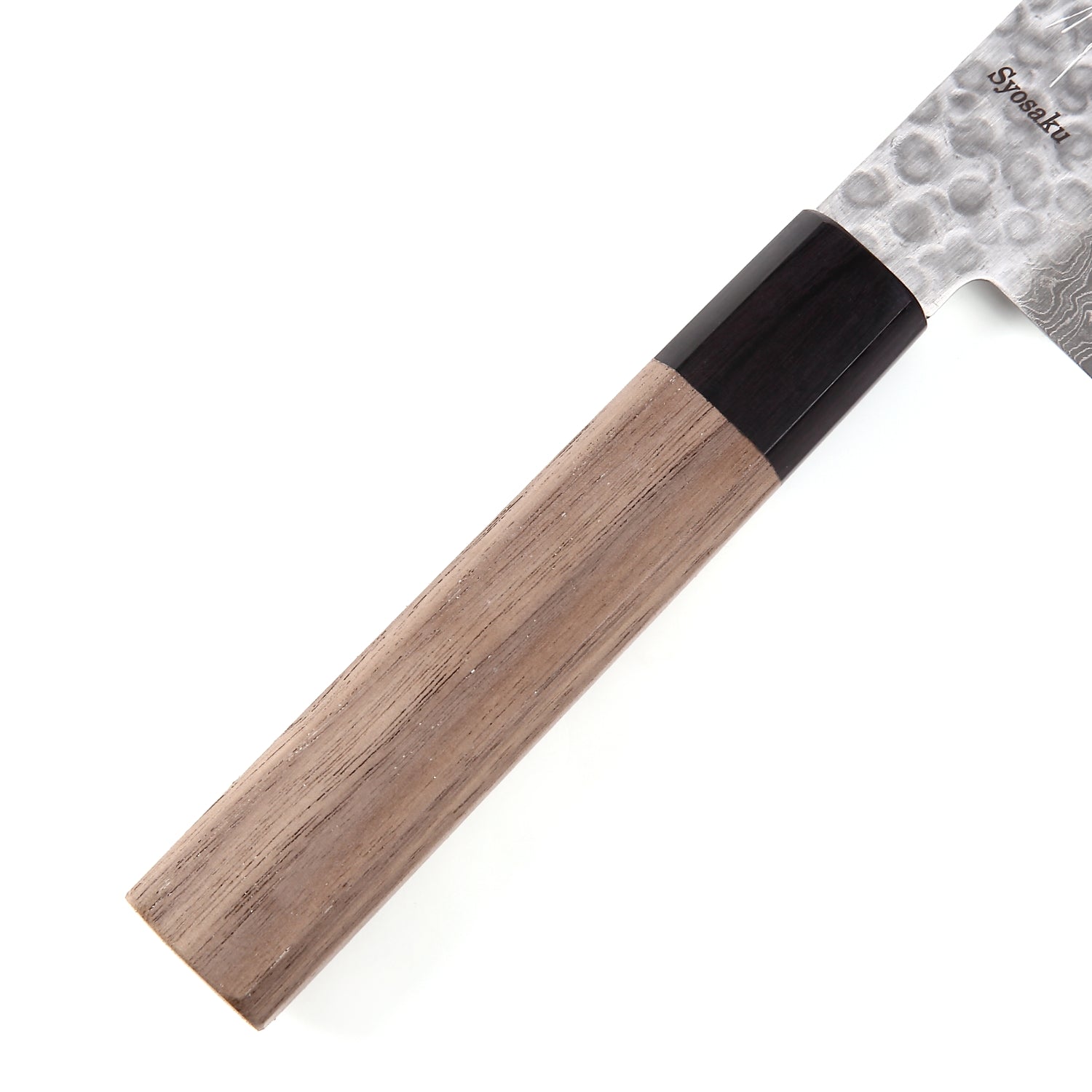 Syosaku Japanese Vegetable Knife Hammered Damascus VG-10 46 Layer Octagonal Walnut Handle, Nakiri 6.3-inch (160mm) - Syosaku-Japan