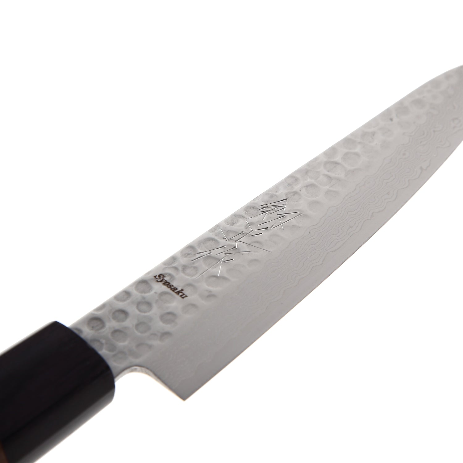 Syosaku Japanese Petty Knife Hammered Damascus VG-10 46 Layer Octagonal Walnut Handle, 6-inch (150mm) - Syosaku-Japan