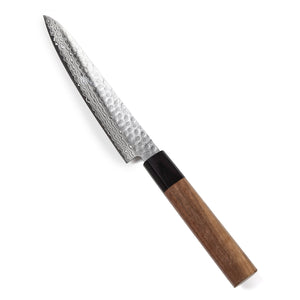 Syosaku Japanese Petty Knife Hammered Damascus VG-10 46 Layer Octagonal Walnut Handle, 6-inch (150mm) - Syosaku-Japan
