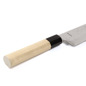 Syosaku Japanese Multi-Purpose Chef Knife Hammered Damascus VG-10 46 Layer Octagonal Magnolia Wood Handle, Santoku 7-inch (180mm) - Syosaku-Japan