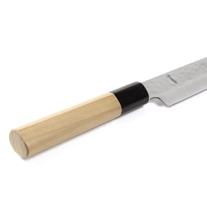Syosaku Japanese Sujihiki Knife Hammered Damascus VG-10 46 Layer D-Shape Magnolia Wood Handle, Slicer 9.5-inch (240mm) - Syosaku-Japan