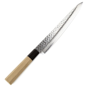 Syosaku Japanese Sujihiki Knife Hammered Damascus VG-10 46 Layer Octagonal Magnolia Wood Handle, Slicer 9.5-inch (240mm) - Syosaku-Japan
