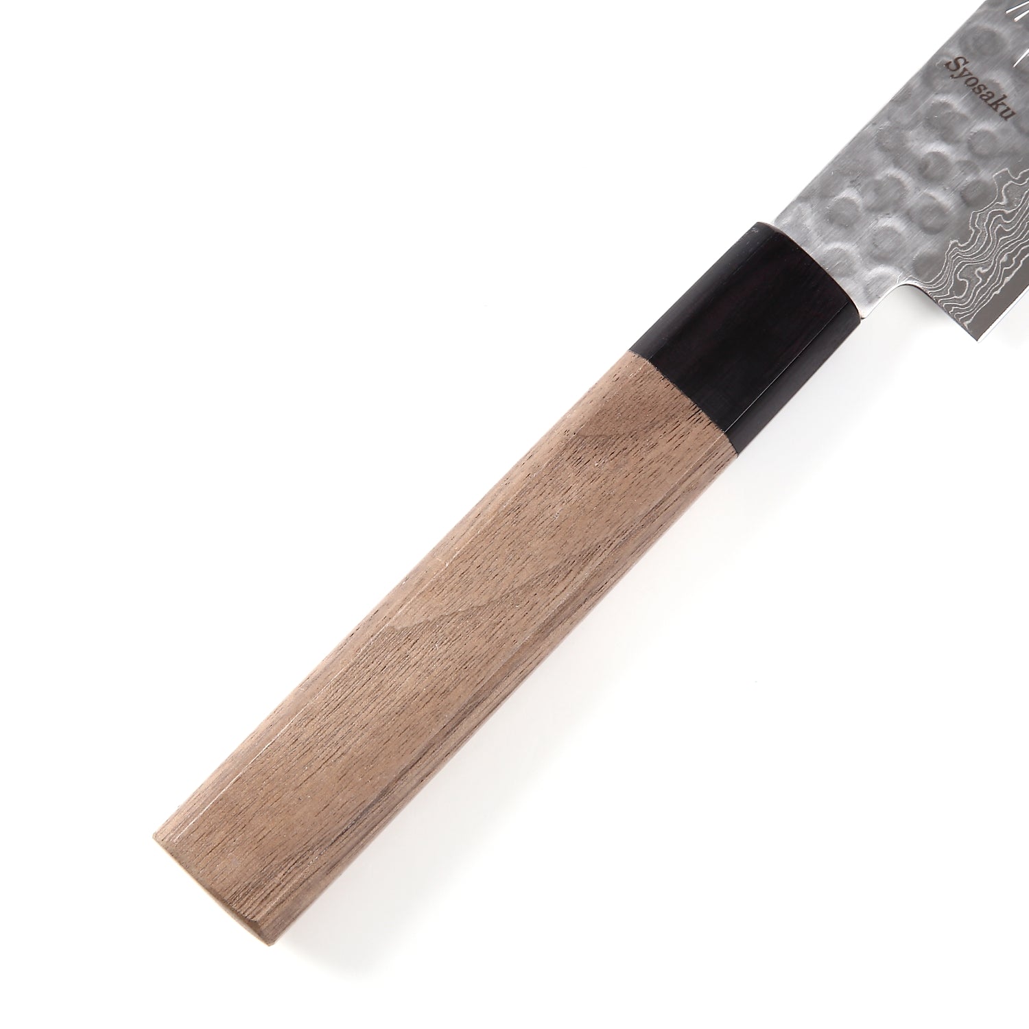Syosaku Japanese Sujihiki Knife Hammered Damascus VG-10 46 Layer Octagonal Walnut Handle, Slicer 9.5-inch (240mm) - Syosaku-Japan