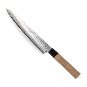 Syosaku Japanese Sujihiki Knife Hammered Damascus VG-10 46 Layer Octagonal Walnut Handle, Slicer 9.5-inch (240mm) - Syosaku-Japan