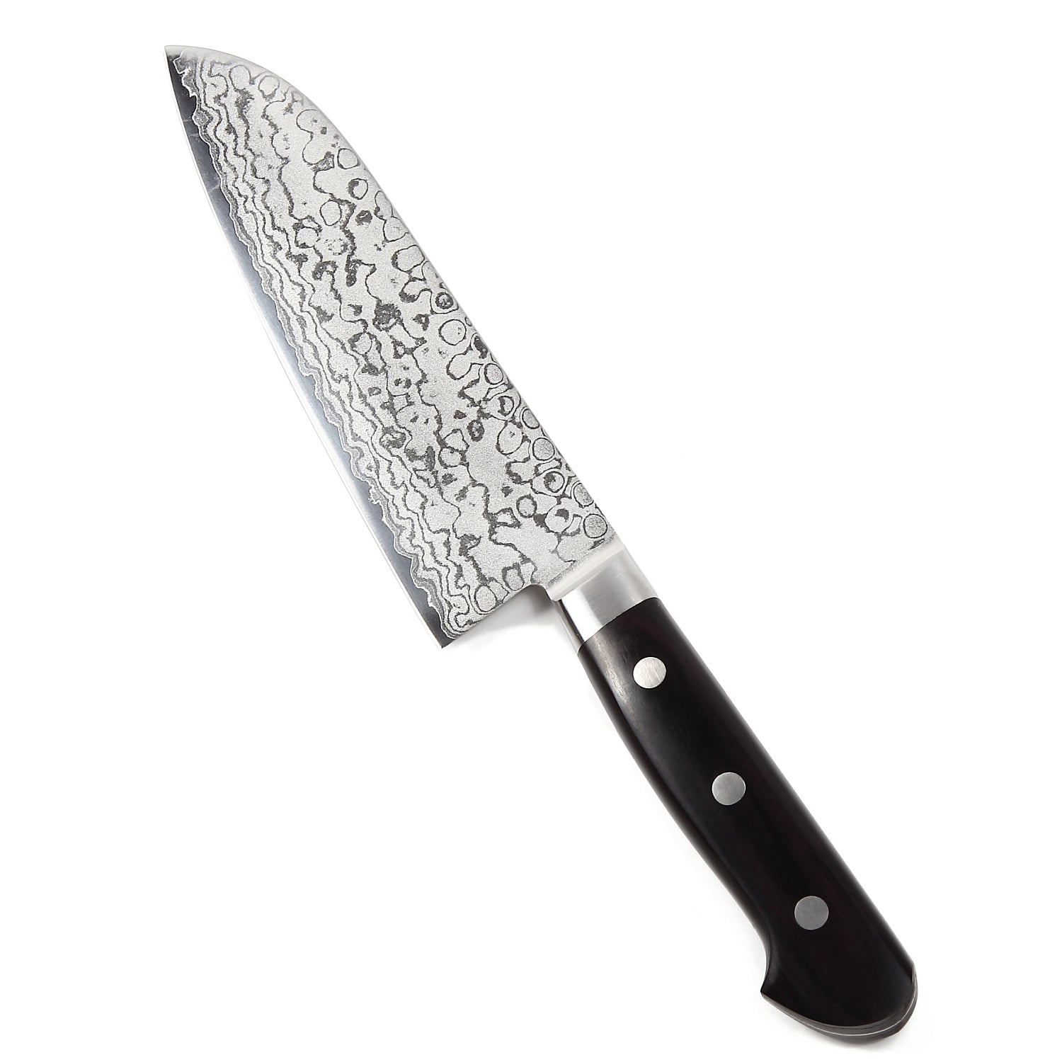 Syosaku Japanese Multi-Purpose Chef Knife Shaded Damascus VG-10 16 Layer Black Pakkawood Handle, Santoku 6.5-inch (165mm) - Syosaku-Japan