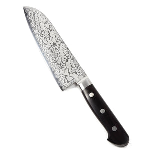 Syosaku Japanese Multi-Purpose Chef Knife Shaded Damascus VG-10 16 Layer Black Pakkawood Handle, Santoku 6.5-inch (165mm) - Syosaku-Japan
