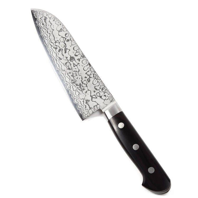 Syosaku Japanese Multi-Purpose Chef Knife Shaded Damascus VG-10 16 Layer Black Pakkawood Handle, Santoku 6.5-inch (165mm) - Syosaku-Japan