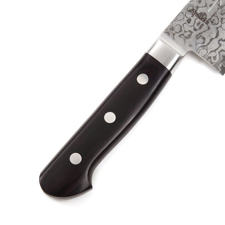 Syosaku Japanese Multi-Purpose Chef Knife Shaded Damascus VG-10 16 Layer Black Pakkawood Handle, Santoku 6.5-inch (165mm) - Syosaku-Japan