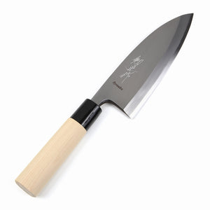 Syosaku Japanese Sushi Fillet Chef Knife Kigami (Yellow Steel) No.2 D-Shape Magnolia Wood Handle, Deba 6-inch (150mm) - Syosaku-Japan