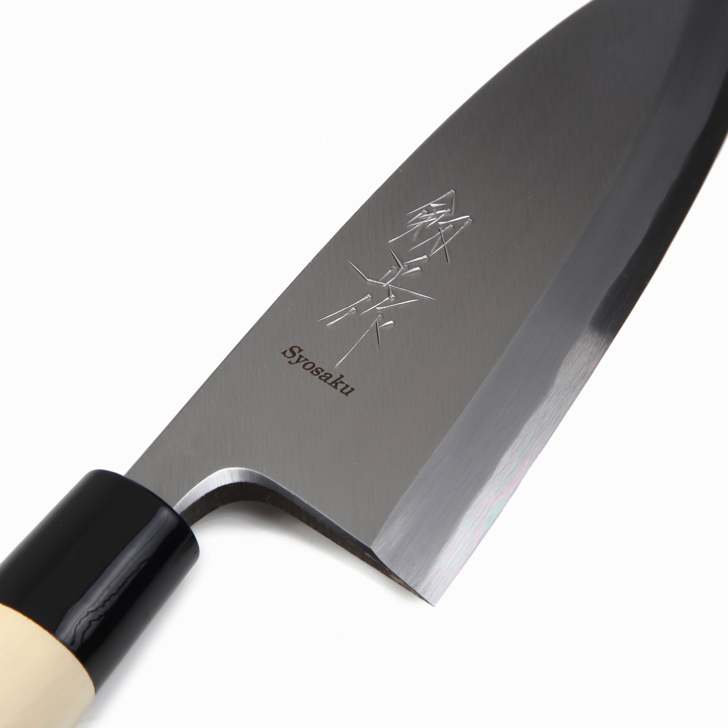 Syosaku Japanese Sushi Fillet Chef Knife Kigami (Yellow Steel) No.2 D-Shape Magnolia Wood Handle, Deba 6.5-inch (165mm) - Syosaku-Japan