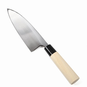 Syosaku Japanese Sushi Fillet Chef Knife Kigami (Yellow Steel) No.2 D-Shape Magnolia Wood Handle, Deba 6.5-inch (165mm) - Syosaku-Japan