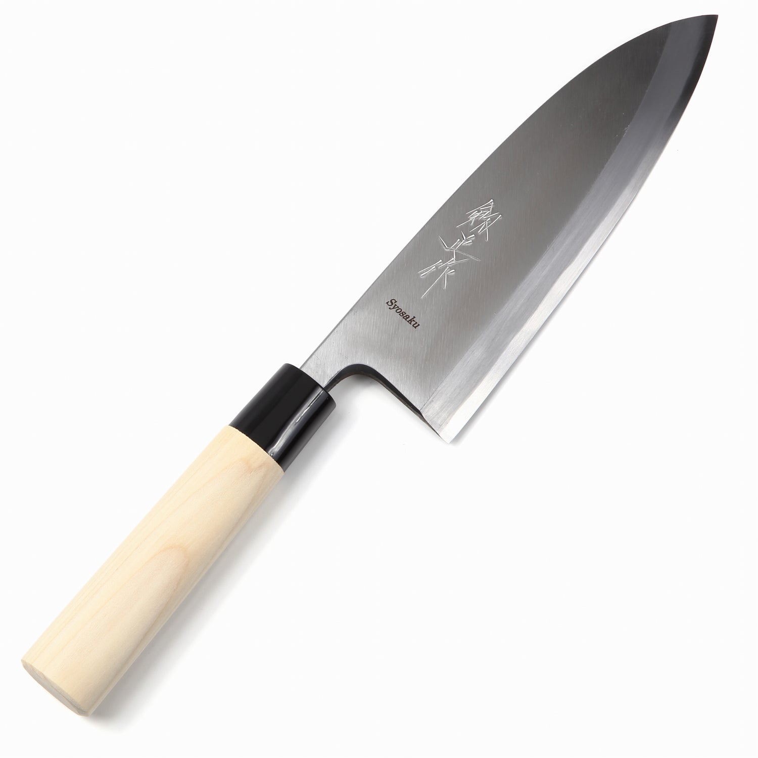 Syosaku Japanese Sushi Fillet Chef Knife Kigami (Yellow Steel) No.2 D-Shape Magnolia Wood Handle, Deba 7-inch (180mm) - Syosaku-Japan
